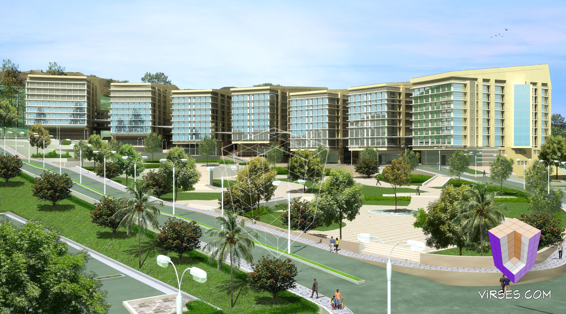 3d architectural rendering for a hospital complex