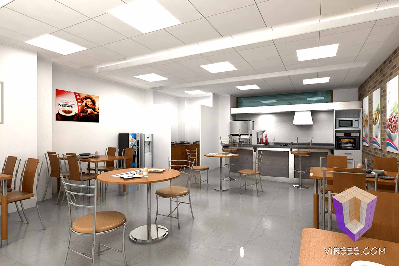 Cafe interiors Architectural Rendering