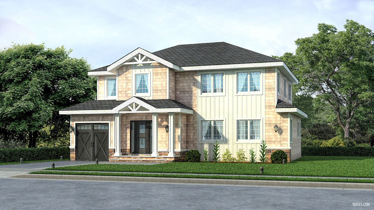 Exterior rendering for House in PlainView NewYork Architectural Visualization