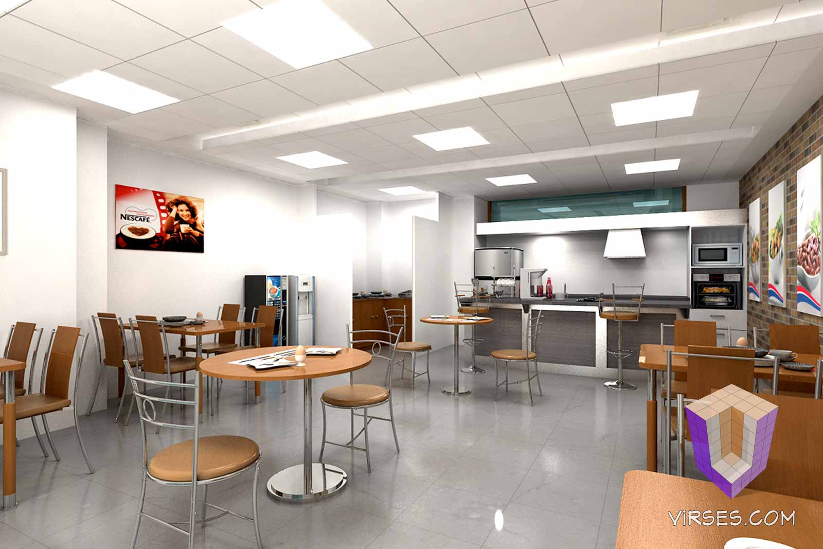 Cafe interiors 3D View